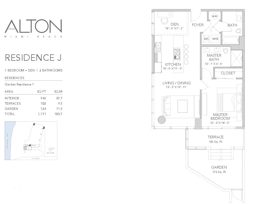 3900 Alton Floor Plan one bedroom J