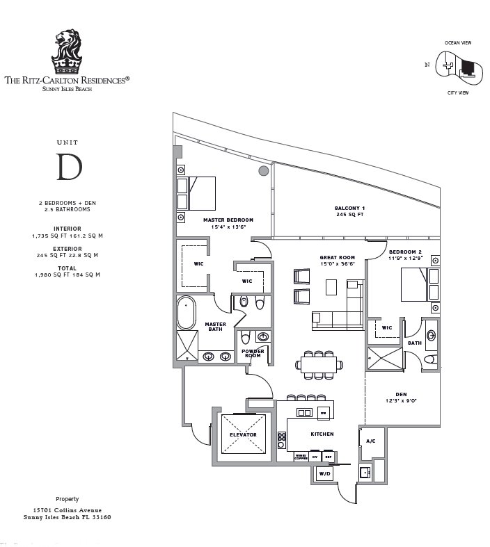 Ritz Carlton Sunny Isles Floor Plan Unit D